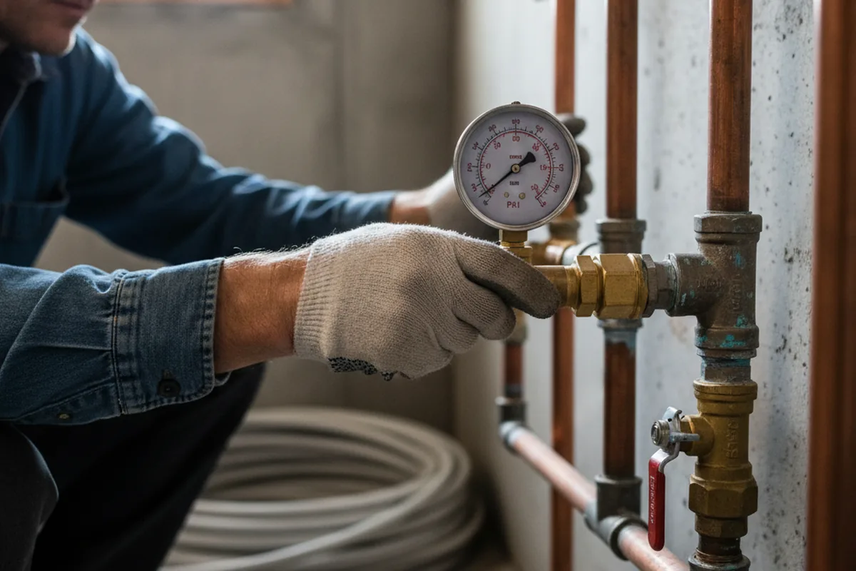 Pressure testing a repaired line during Water Line Repair in Witter Springs